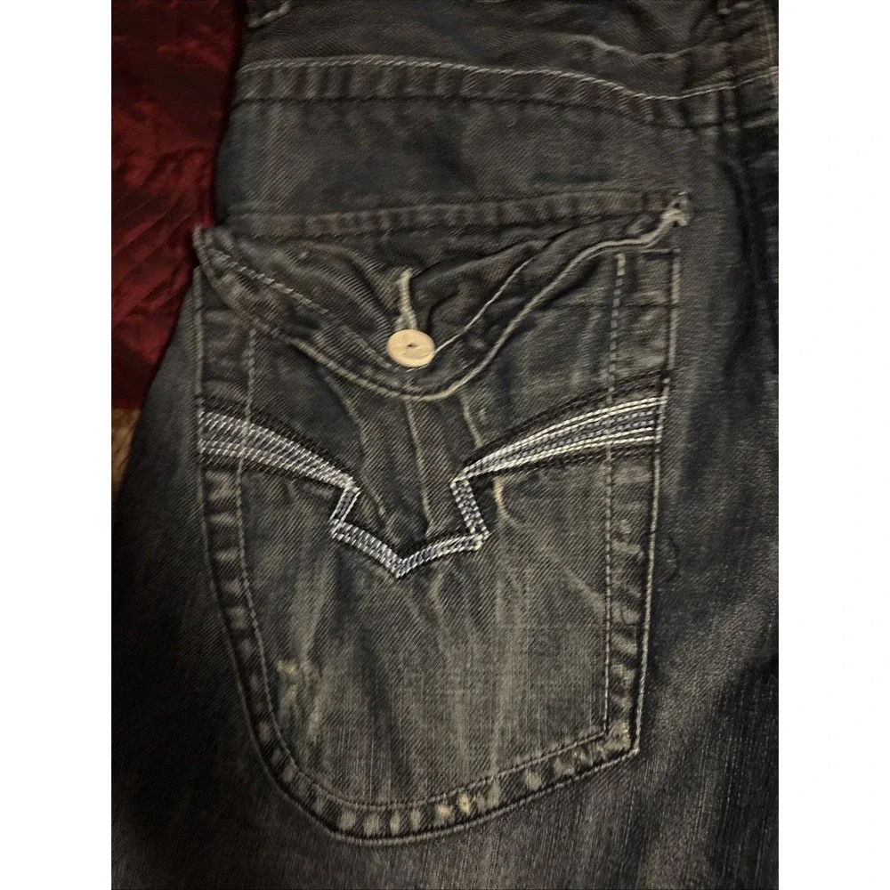 Reward Jeans Mens 32x29 Straight Fit‎ Denim Dark Wash Saw Tooth Pocket Hemmed